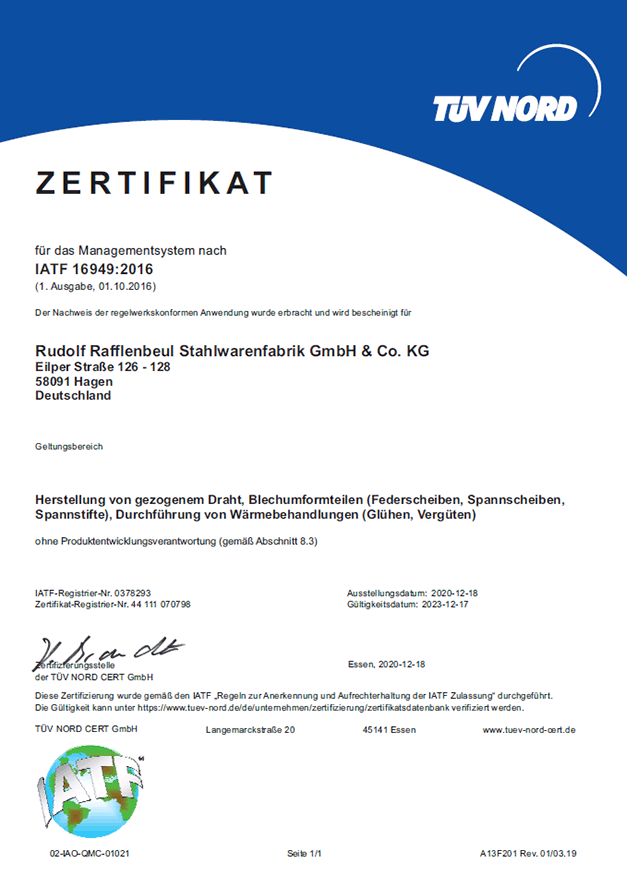Certificate IATF 16949