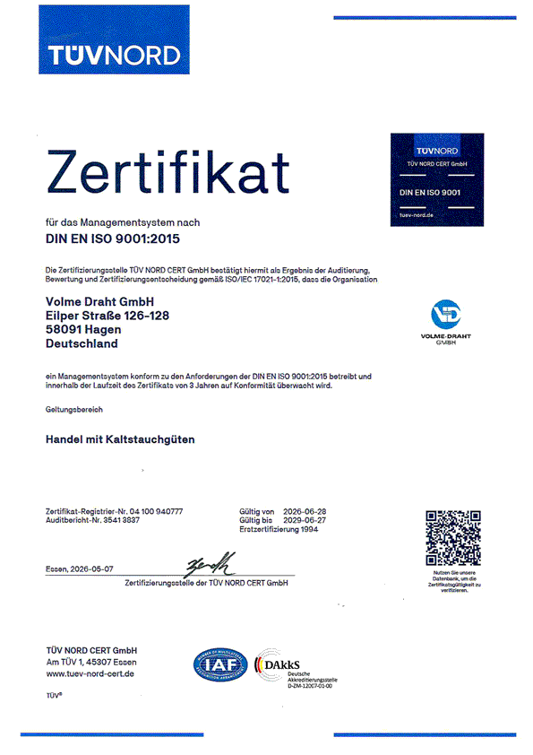 Zertifikat ISO 9001:2015